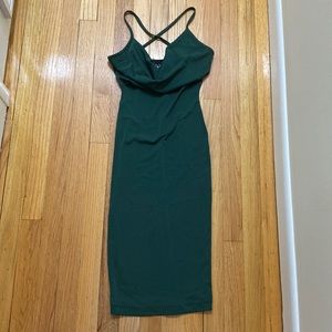 Windsor Green Cowl Neck Sleeveless Spaghetti Strap Midi Dress